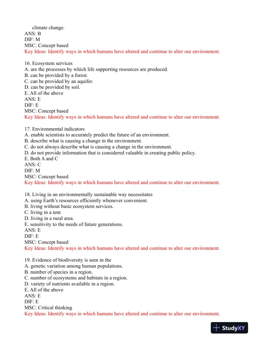 Environmental Science: Foundations and Applications 1st Edition Test Bank, page 6