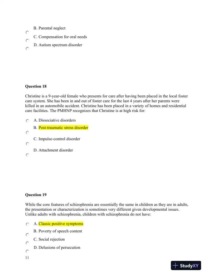 NURS6660 Walden University Psychology Final Exam With Answers (75 Solved Questions), page 12