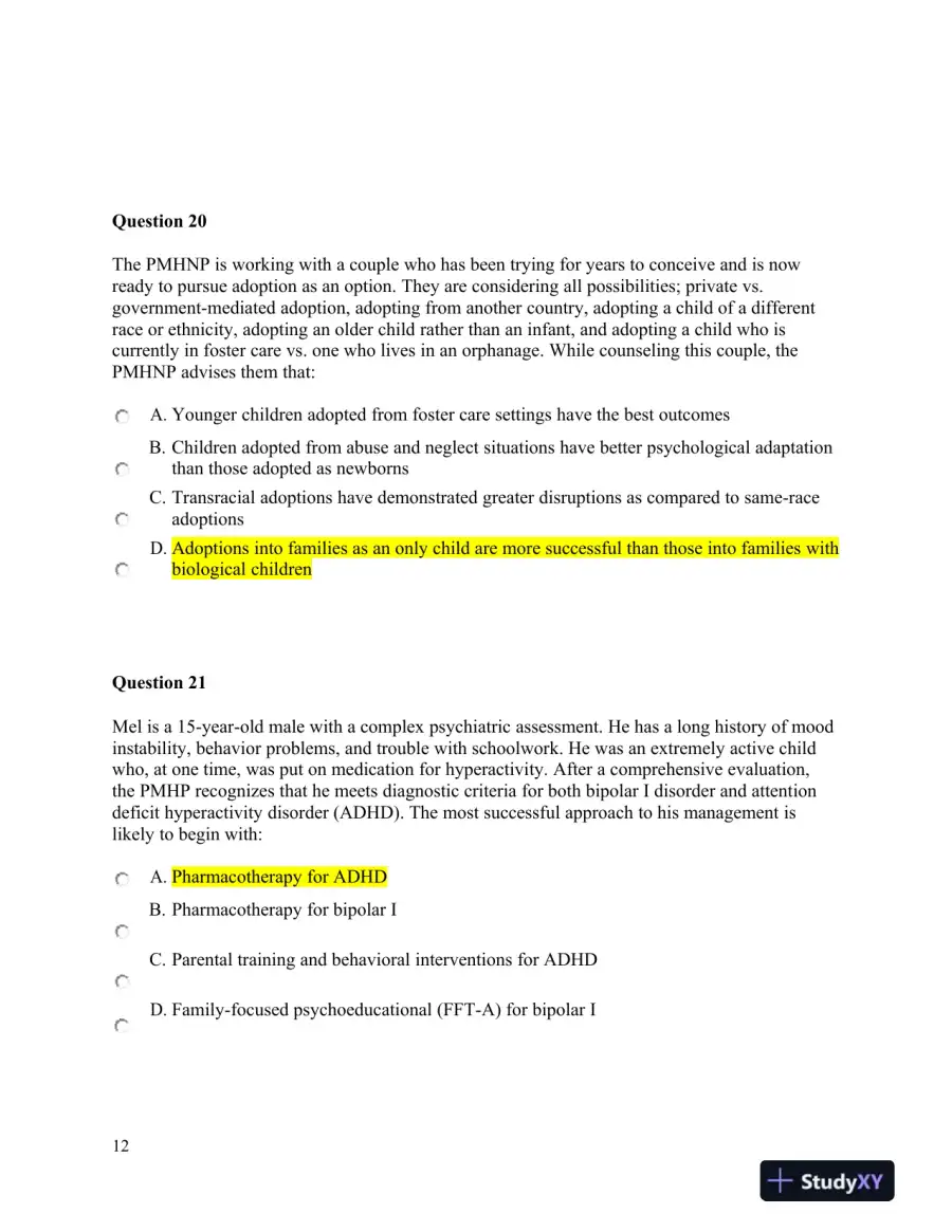 NURS6660 Walden University Psychology Final Exam With Answers (75 Solved Questions), page 13