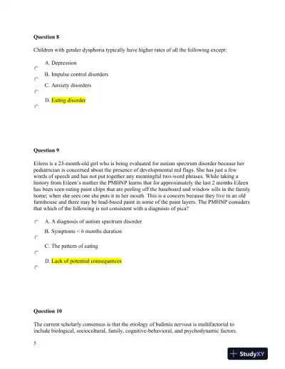 NURS6660 Walden University Psychology Final Exam With Answers (75 Solved Questions) - Page 6 preview image