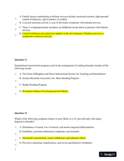 NURS6660 Walden University Psychology Final Exam With Answers (75 Solved Questions) - Page 8 preview image