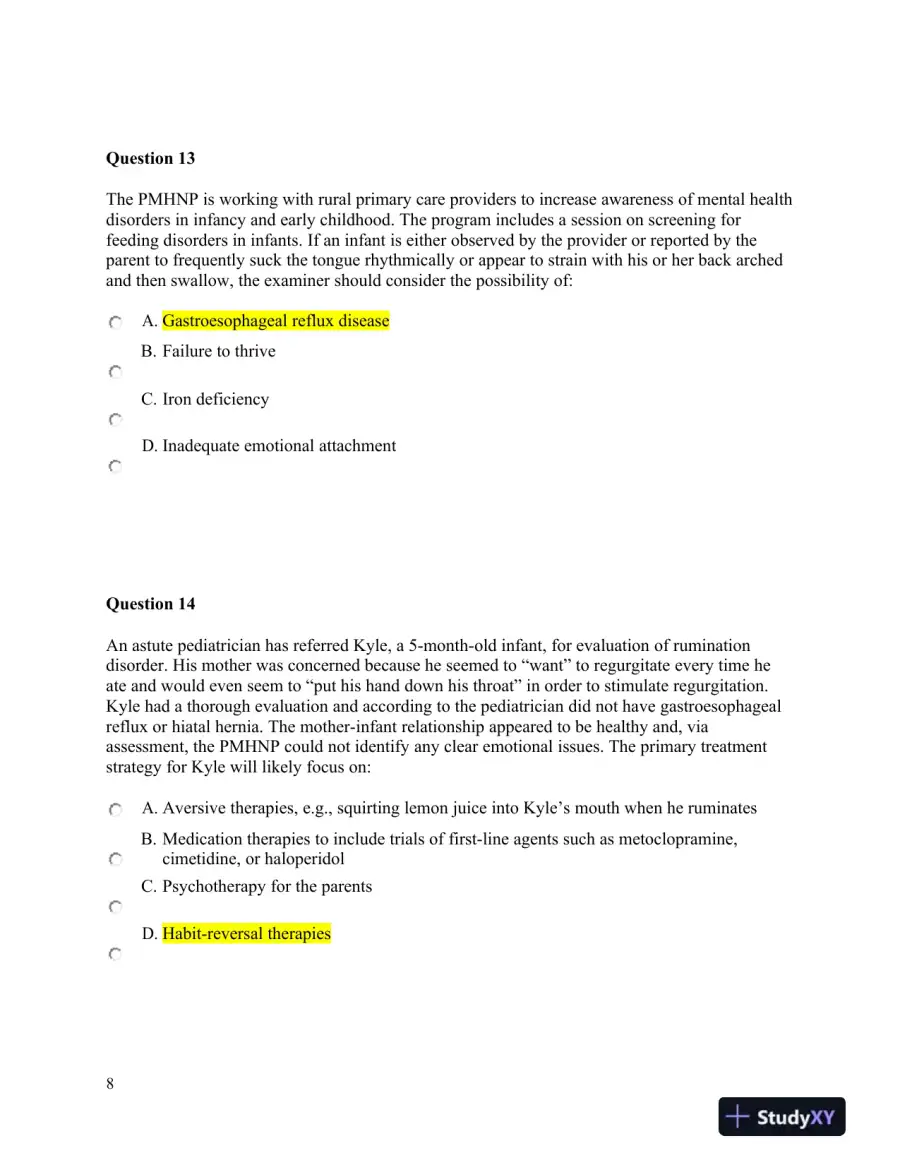 NURS6660 Walden University Psychology Final Exam With Answers (75 Solved Questions), page 9