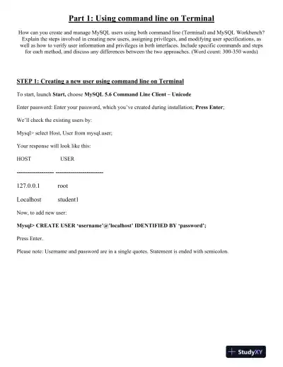 Managing MySQL Users: Command Line vs. MySQL Workbench - Page 1 preview image