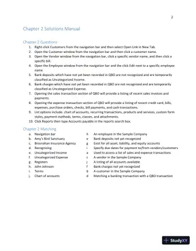 Solution Manual For Using QuickBooks Online for Accounting, 3rd Edition - Page 6 preview image