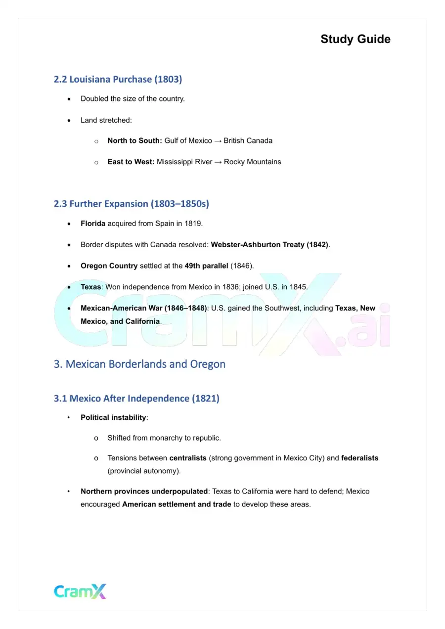 U.S. History I - Expansion, War, and Sectional Tensions, page 3