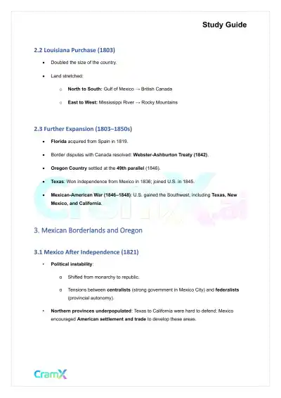 U.S. History I - Expansion, War, and Sectional Tensions - Page 3 preview image