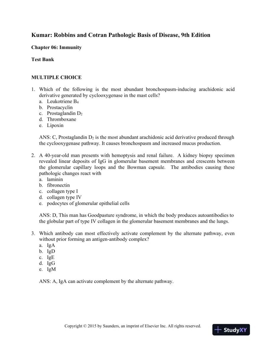 Robbins and Cotran Pathologic Basis of Disease (Robbins Pathology) 9th Edition Test Bank, page 16