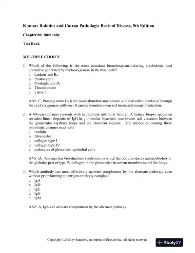 Robbins and Cotran Pathologic Basis of Disease (Robbins Pathology) 9th Edition Test Bank - Page 16 preview image