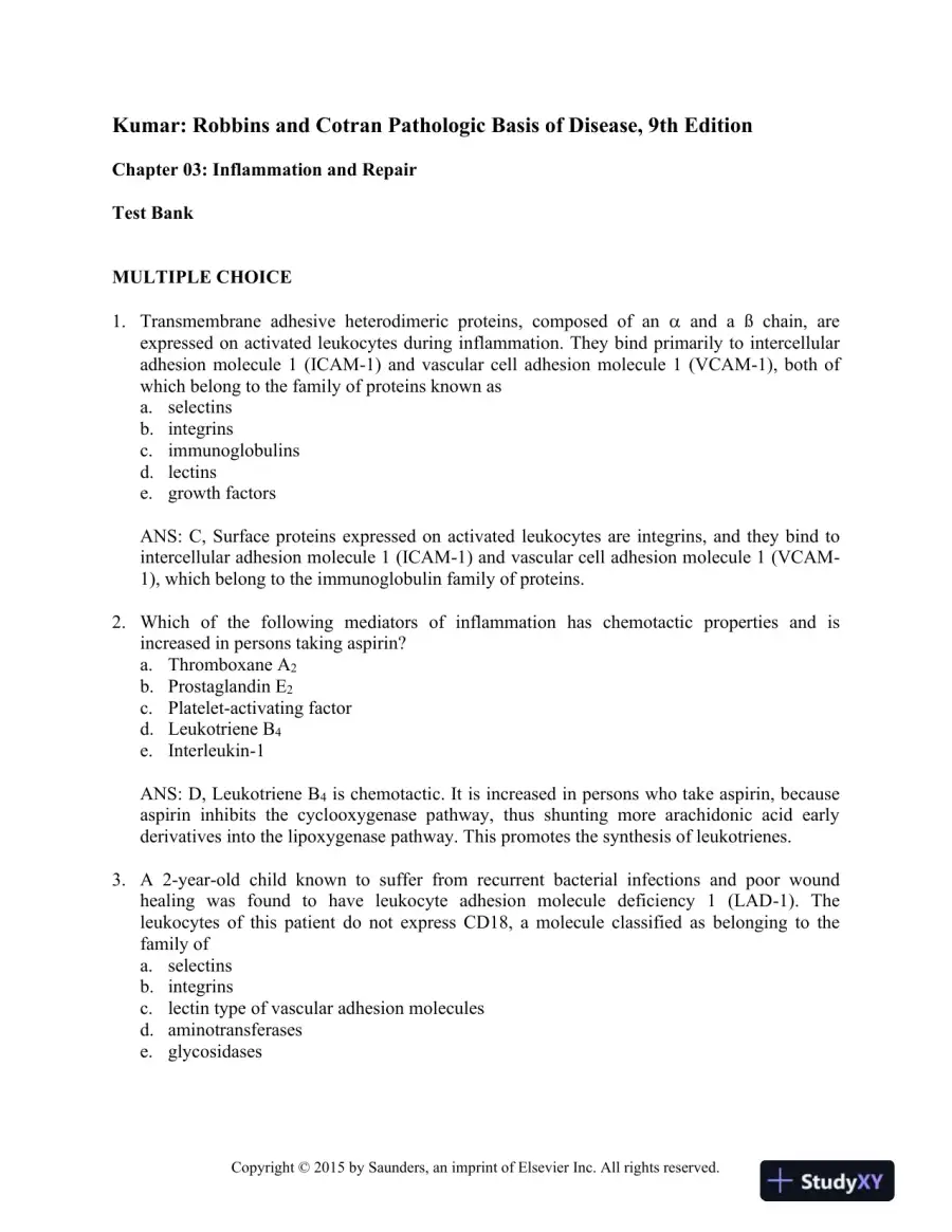 Robbins and Cotran Pathologic Basis of Disease (Robbins Pathology) 9th Edition Test Bank, page 5