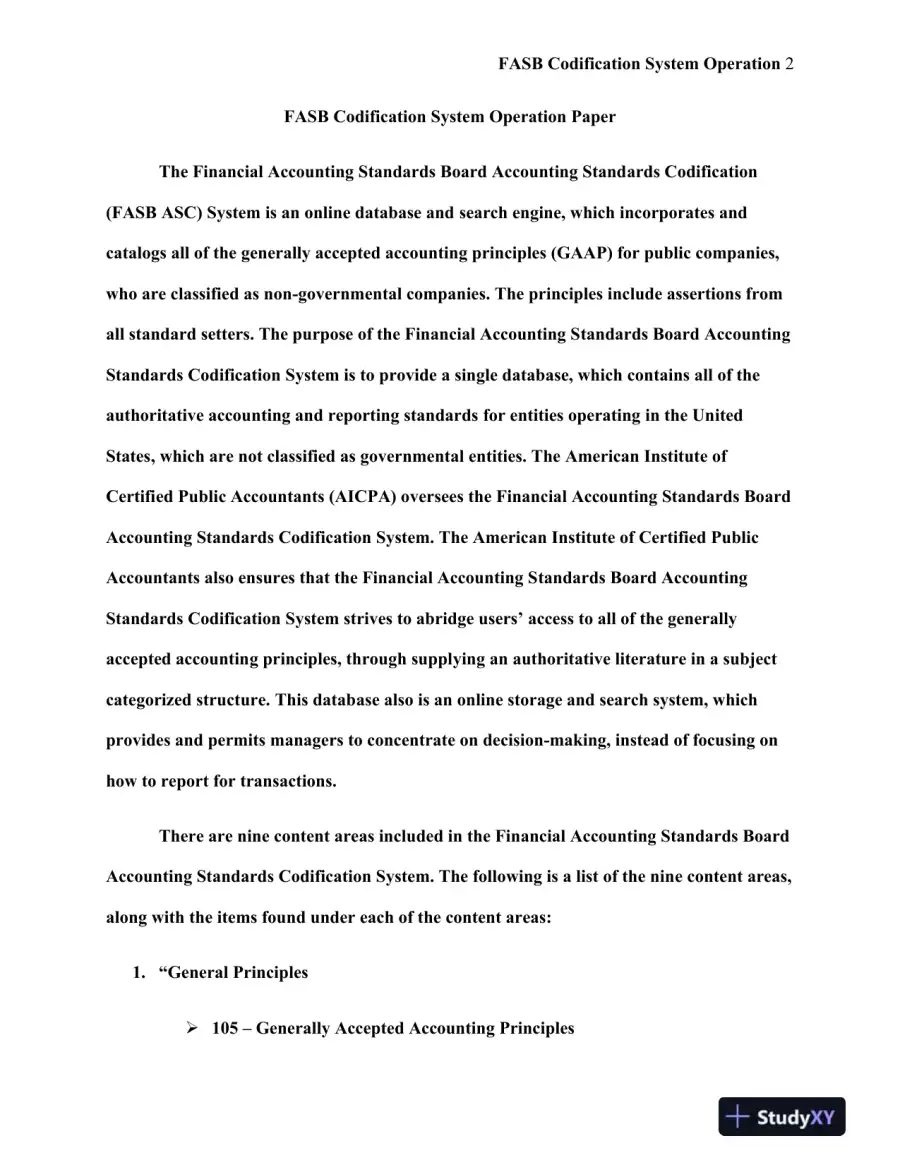 ACC/497 Week 1 FASB Codification System Operation Paper, page 3