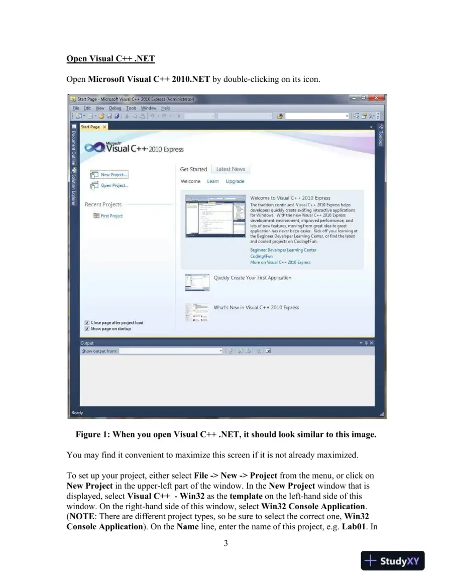 COMP122 Week 1 iLab - Introduction to Visual C++.NET and Basic Console Programming, page 4