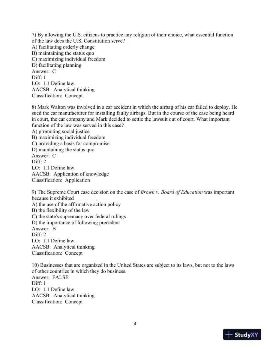 Test Bank for Business Law, 10th Edition, page 4