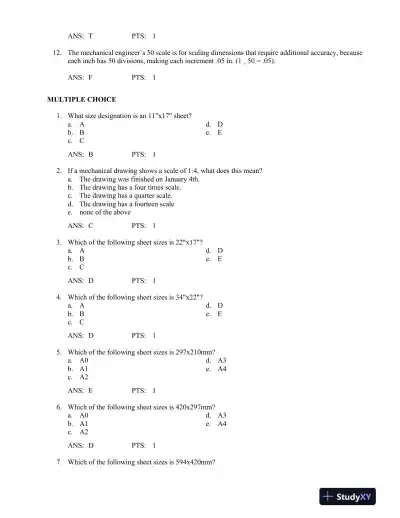 Print Reading for Engineering and Manufacturing Technology 3rd Edition Test Bank - Page 3 preview image