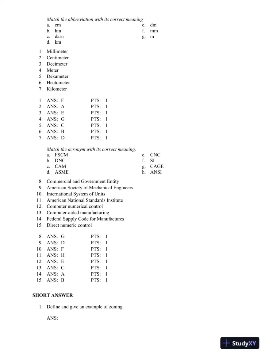 Print Reading for Engineering and Manufacturing Technology 3rd Edition Test Bank, page 6