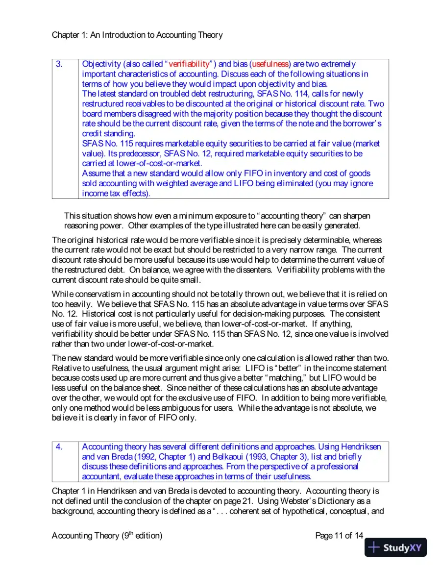 Solution Manual for Accounting Theory: Conceptual Issues in a Political and Economic Environment, 9th Edition, page 12