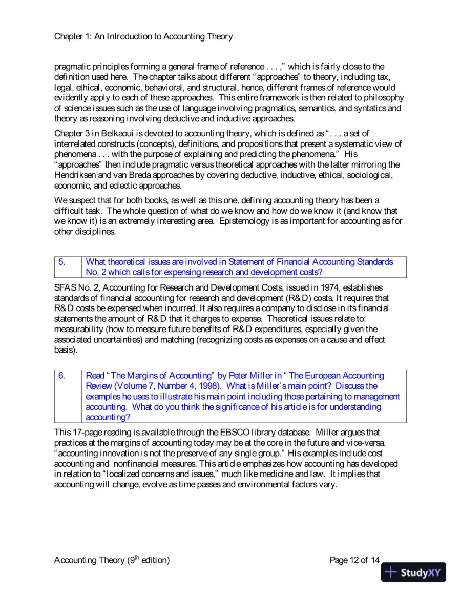 Solution Manual for Accounting Theory: Conceptual Issues in a Political and Economic Environment, 9th Edition, page 13
