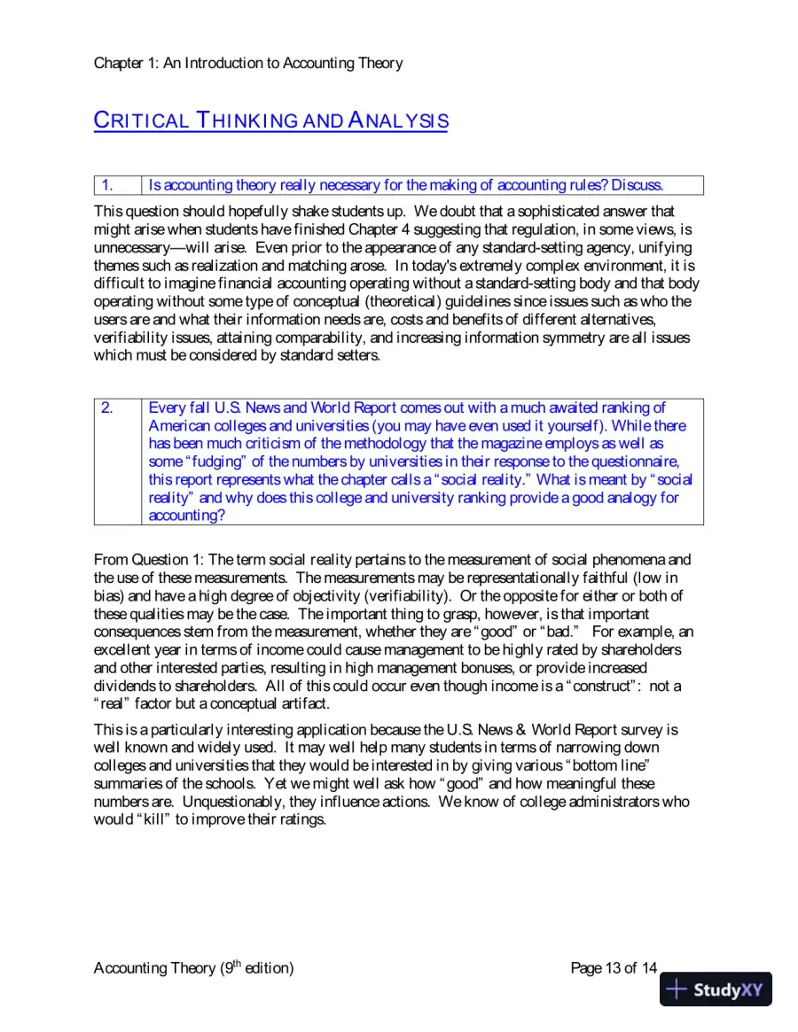 Solution Manual for Accounting Theory: Conceptual Issues in a Political and Economic Environment, 9th Edition, page 14