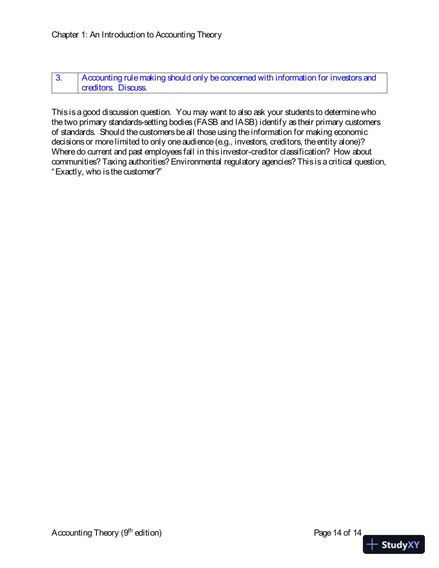 Solution Manual for Accounting Theory: Conceptual Issues in a Political and Economic Environment, 9th Edition, page 15