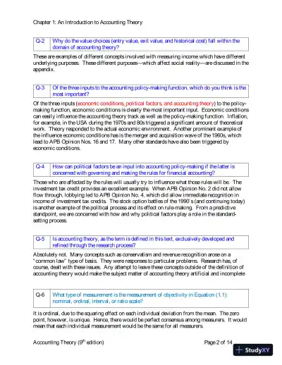 Solution Manual for Accounting Theory: Conceptual Issues in a Political and Economic Environment, 9th Edition - Page 3 preview image