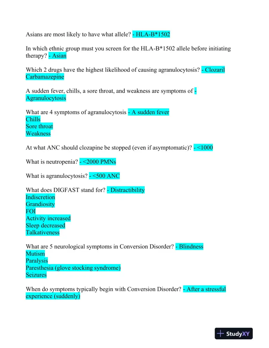 2023 LMR Mental Health PMHNP Certification Review Exam With Answers (520 Solved Questions), page 10