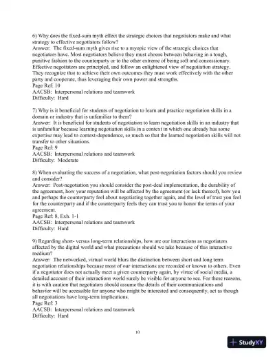 Test Bank for The Mind and Heart of the Negotiator , 7th Edition - Page 11 preview image