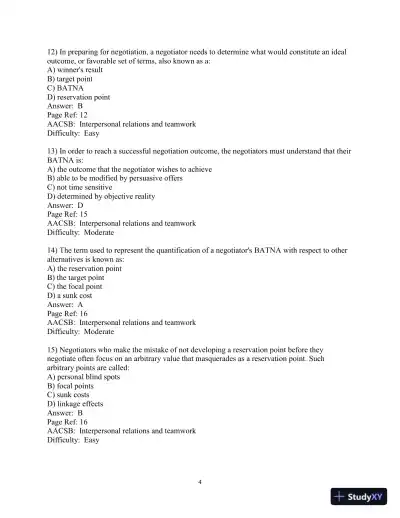 Test Bank for The Mind and Heart of the Negotiator , 7th Edition - Page 16 preview image