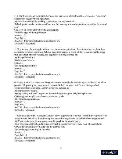 Test Bank for The Mind and Heart of the Negotiator , 7th Edition - Page 3 preview image