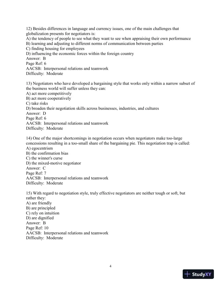 Test Bank for The Mind and Heart of the Negotiator , 7th Edition, page 5