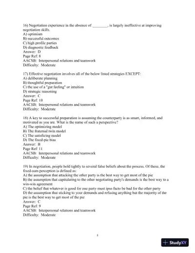 Test Bank for The Mind and Heart of the Negotiator , 7th Edition - Page 6 preview image