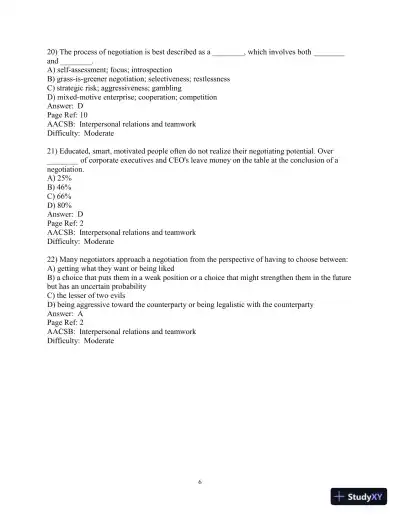 Test Bank for The Mind and Heart of the Negotiator , 7th Edition - Page 7 preview image