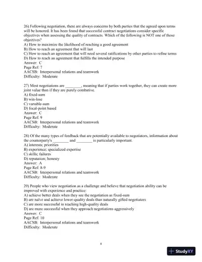 Test Bank for The Mind and Heart of the Negotiator , 7th Edition - Page 9 preview image