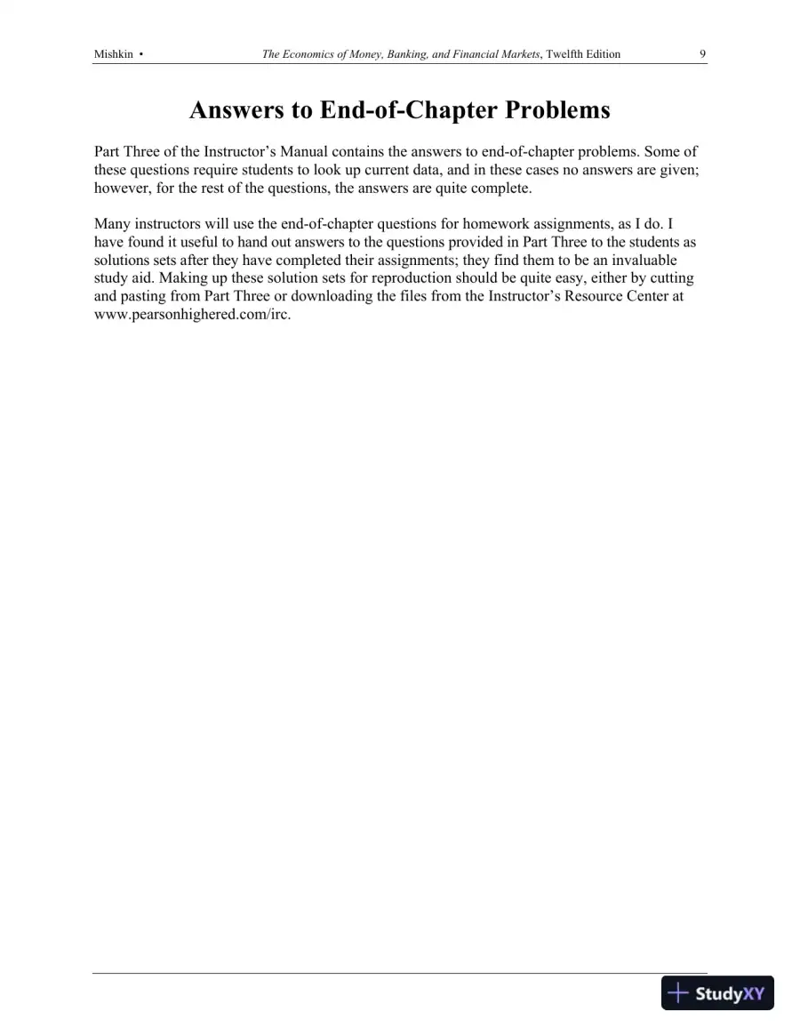 Solution Manual for The Economics of Money, Banking and Financial Markets, 12th Edition, page 8