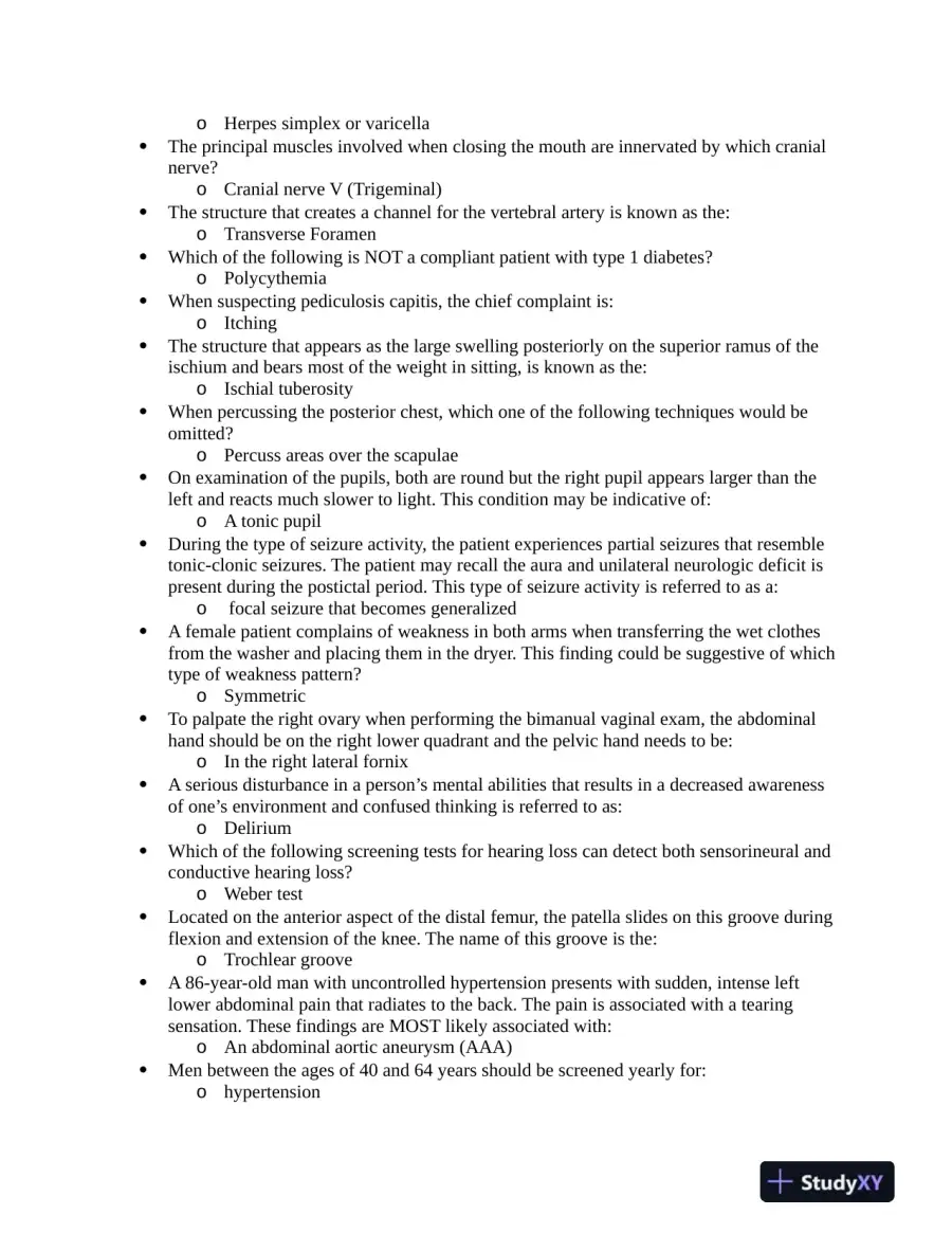 NUR634 Anatomy and Physiology 3P Practice Question With Answers (619 Solved Questions), page 4