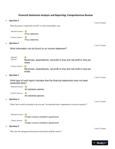 Financial Statement Analysis and Reporting: Comprehensive Review - Page 1 preview image