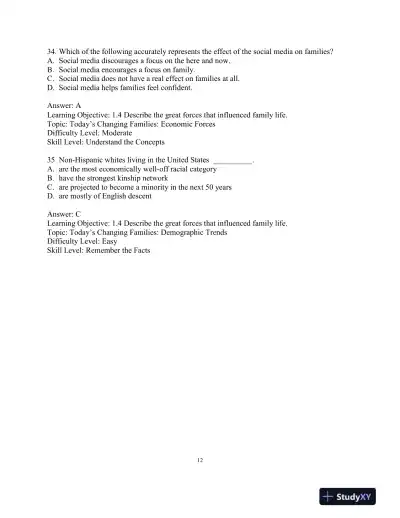 Test Bank for Revel for Marriages, Families, and Intimate Relationships, 5th Edition - Page 15 preview image