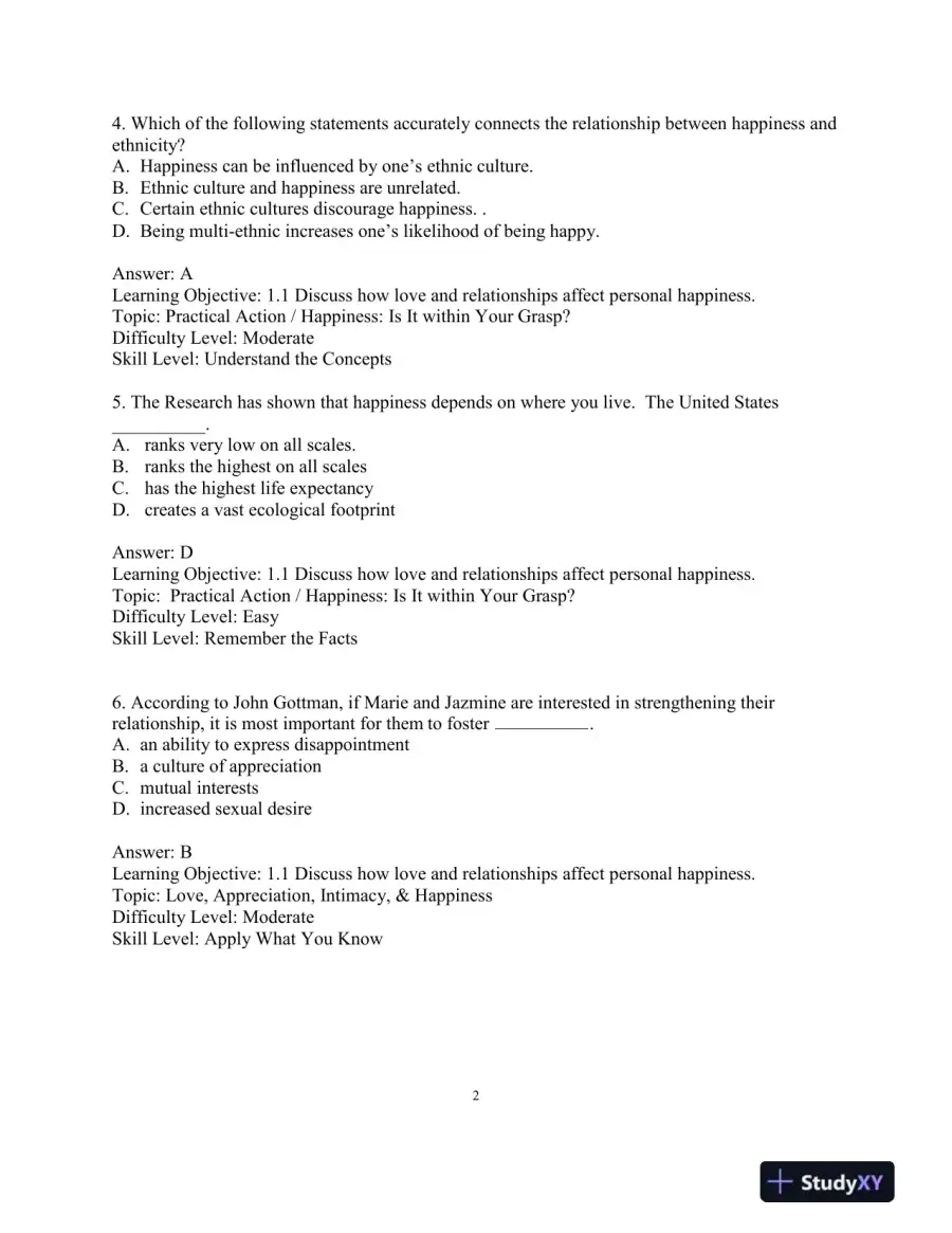 Test Bank for Revel for Marriages, Families, and Intimate Relationships, 5th Edition, page 5