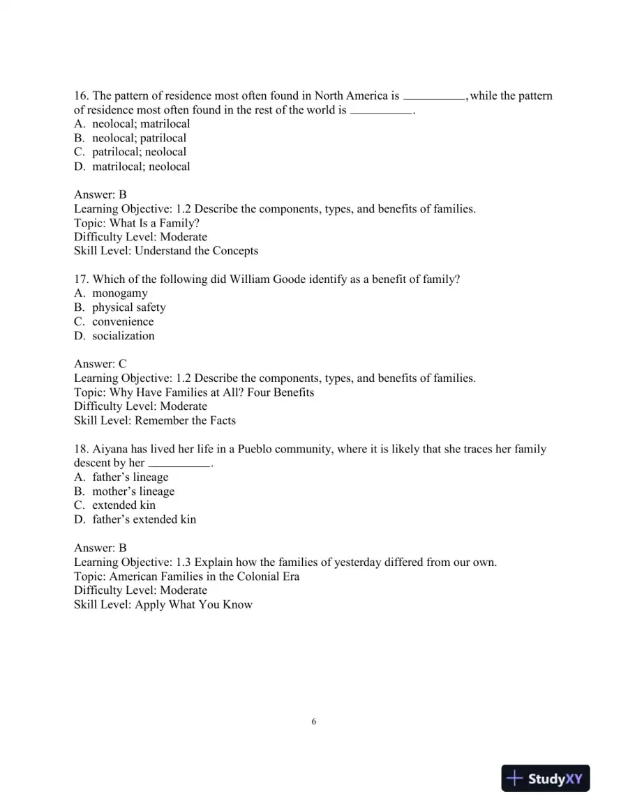 Test Bank for Revel for Marriages, Families, and Intimate Relationships, 5th Edition, page 9