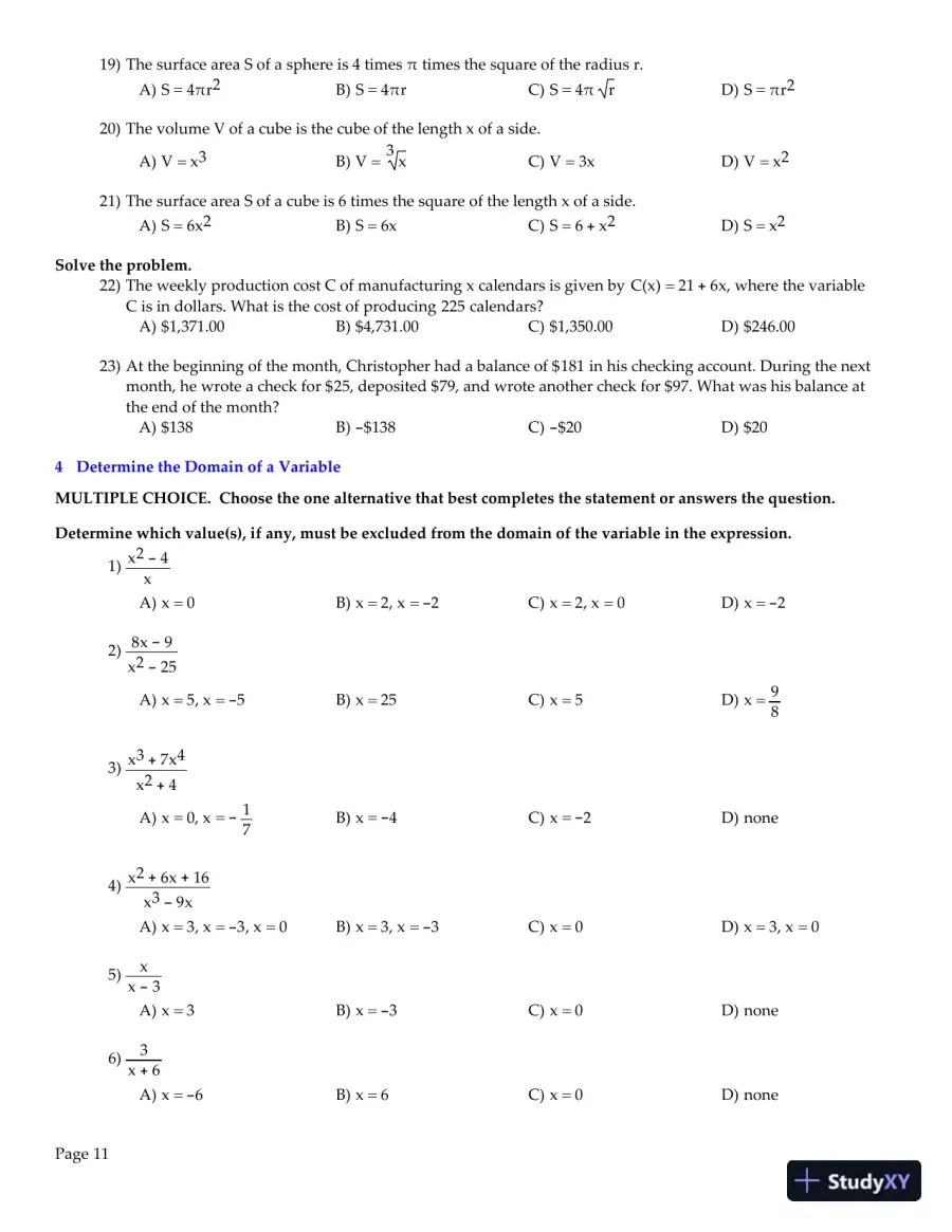 Test Bank for College Algebra , 11th edition, page 12