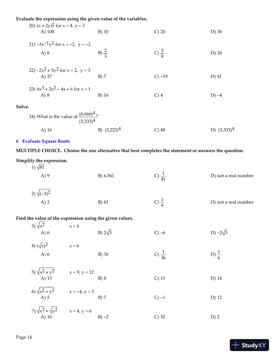 Test Bank for College Algebra , 11th edition, page 15