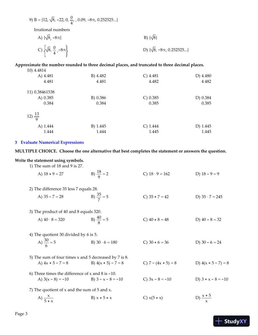 Test Bank for College Algebra , 11th edition, page 4