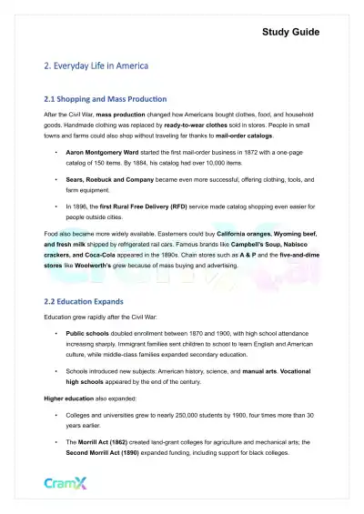 U.S. History II - American Society and Culture, 1865–1900 - Page 3 preview image