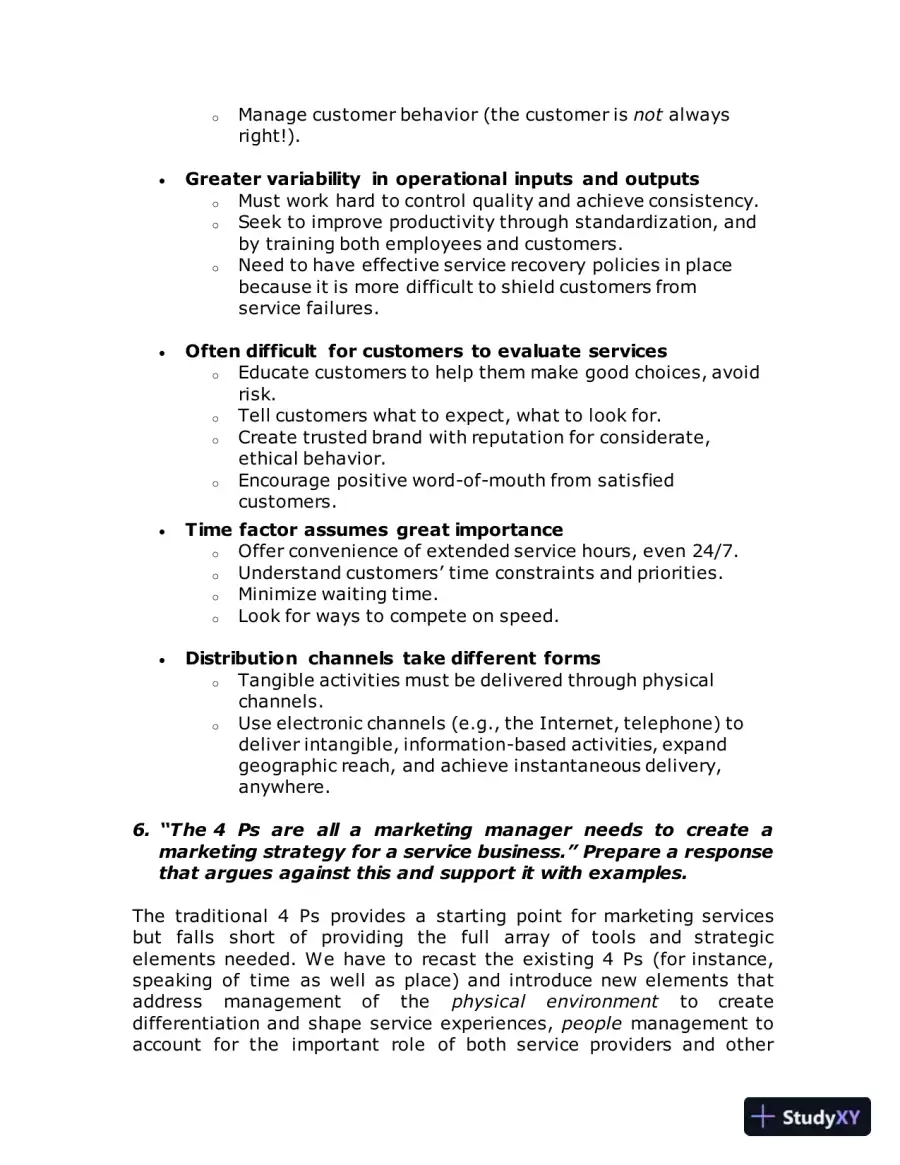 Solution Manual for Essentials of Services Marketing, 3rd Edition, page 11