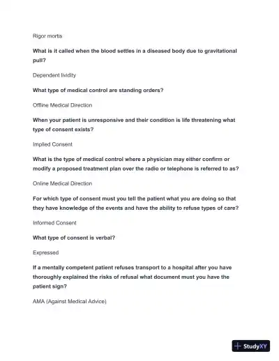 West Coast EMT Block 1 Practice Exam with Answers (190 Solved Questions) - Page 6 preview image