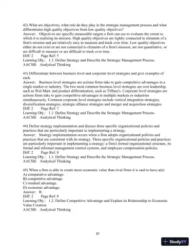 Test Bank for Strategic Management and Competitive Advantage: Concepts and Cases, 6th Edition - Page 12 preview image