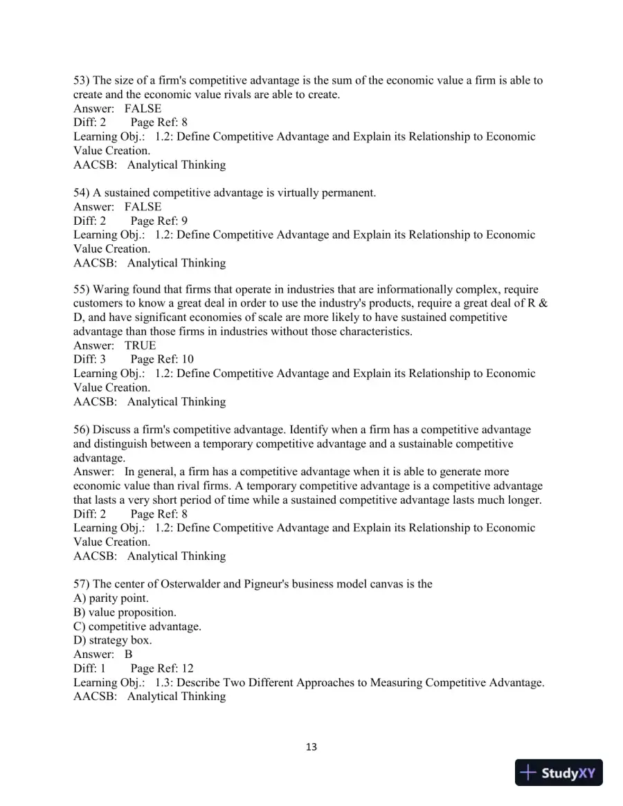 Test Bank for Strategic Management and Competitive Advantage: Concepts and Cases, 6th Edition, page 15