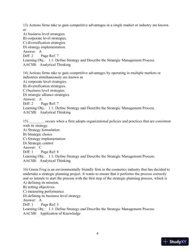 Test Bank for Strategic Management and Competitive Advantage: Concepts and Cases, 6th Edition - Page 6 preview image