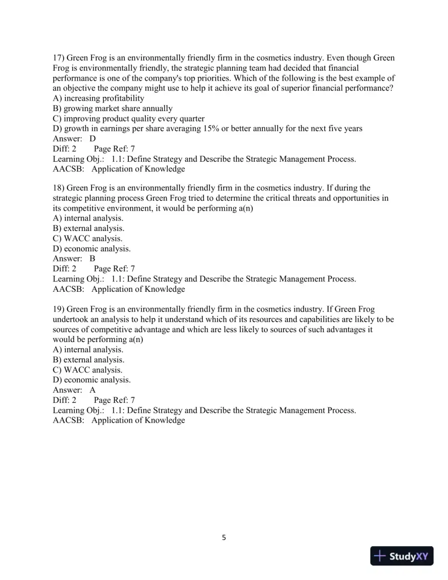 Test Bank for Strategic Management and Competitive Advantage: Concepts and Cases, 6th Edition, page 7