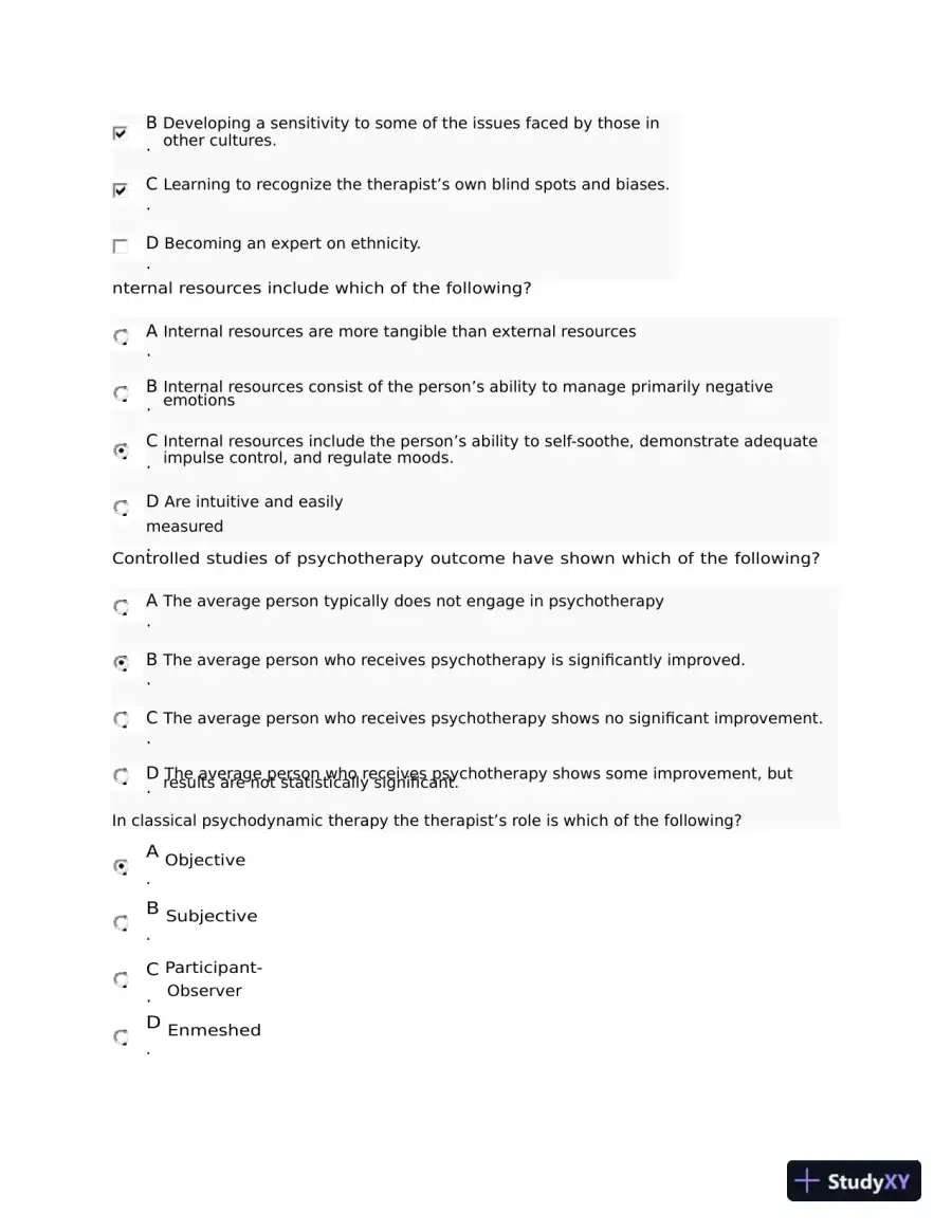 NRNP6645 Psychotherapy Midterm Exam Week 6 with Answers (108 Solved Questions), page 14