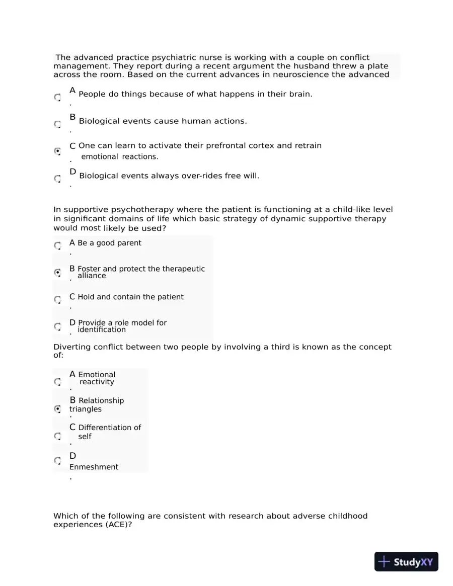 NRNP6645 Psychotherapy Midterm Exam Week 6 with Answers (108 Solved Questions), page 15