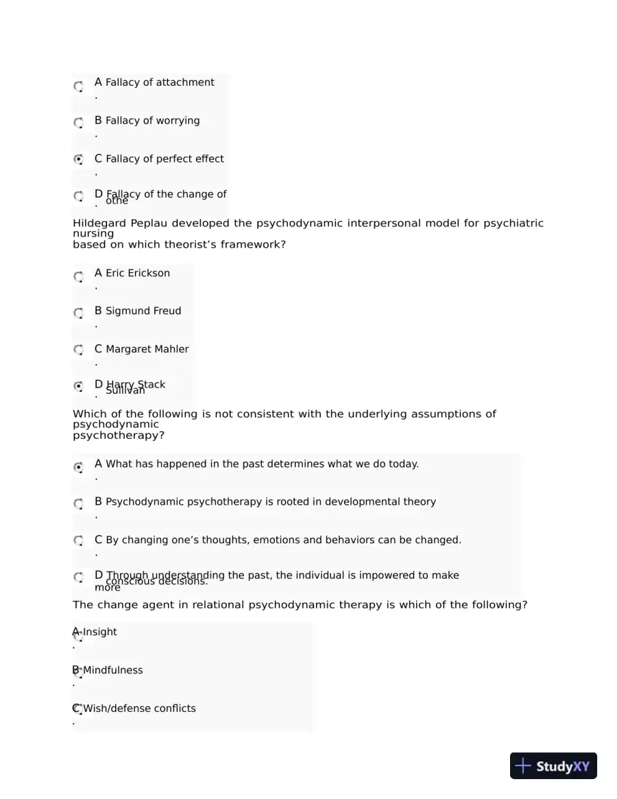 NRNP6645 Psychotherapy Midterm Exam Week 6 with Answers (108 Solved Questions), page 6